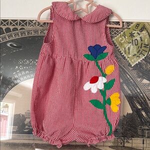 Vintage Red and Blue Floral Bodysuit